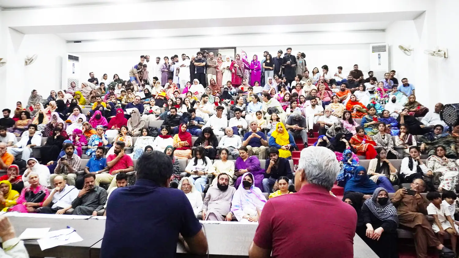 Protestors in hall