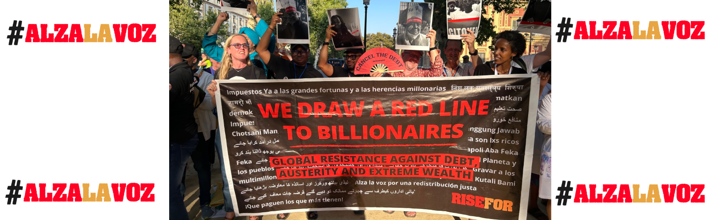 Miles de personas alzan la voz en 84 ciudades de todo el mundo para trazar una línea roja a la era de los multimillonarios y desmantelar el sistema construido para servir al 1 %